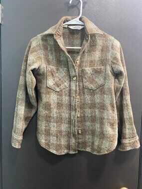 Vintage Woolrich Woman USA Wool Plaid Shirt Jacket Size 8